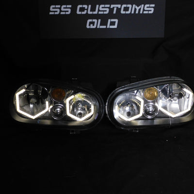 Volkswagen Golf MK4/Jetta diamond Hex Halos Custom LED Headlights