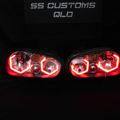 Volkswagen Golf MK4/Jetta diamond Hex Halos Custom LED Headlights