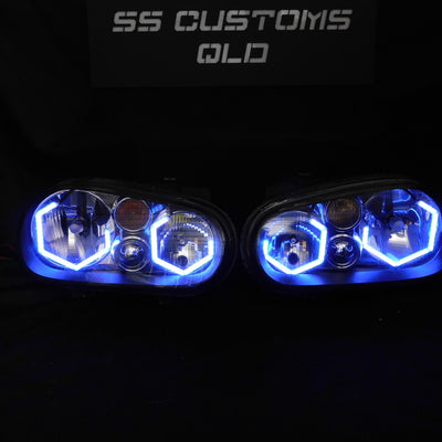 Volkswagen Golf MK4/Jetta diamond Hex Halos Custom LED Headlights