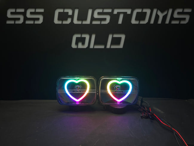 7x5 Mini Bi-LED Projector Custom Headlights - Hearts