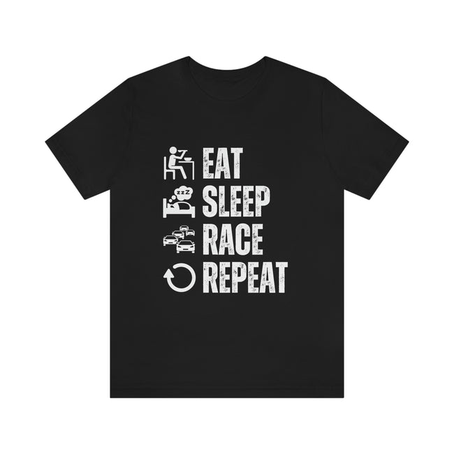 Eat Sleep Race Repeat - Unisex Jersey Short Sleeve Tee